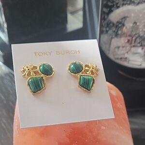 Tory Burch Gold and Green Earrings